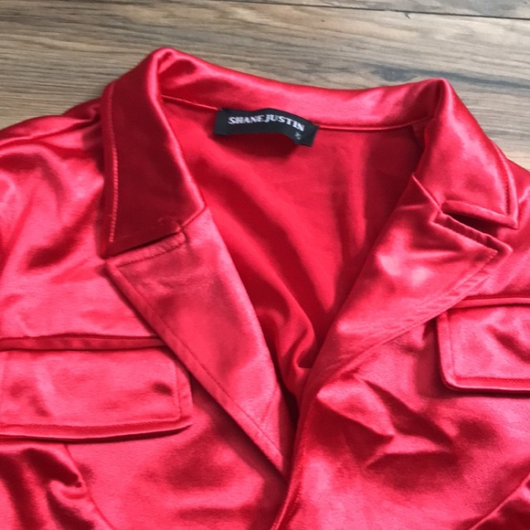 Shane Justin red satin crop top shirt criss cross size XS - Picture 3 of 13